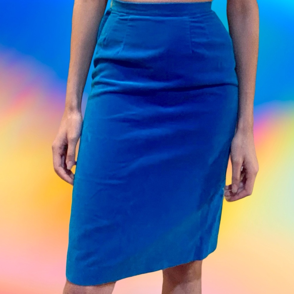 Mr. Z San Francisco Vintage 1960s/70s Era Turquoise Blue Cotton Pencil Skirt